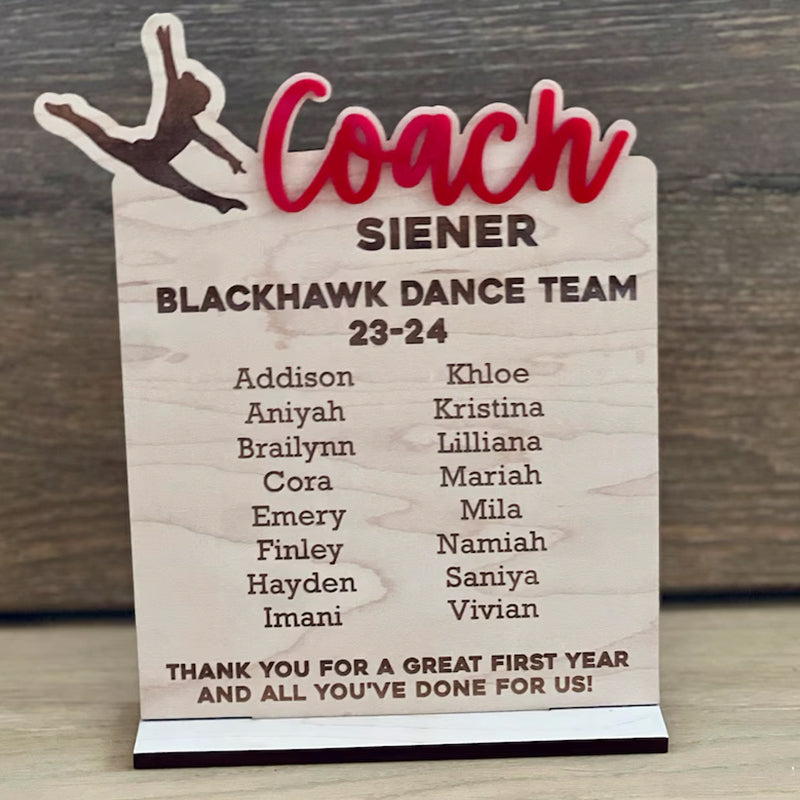 End of Season Coaches Gift, Personalized Coaches Plaque