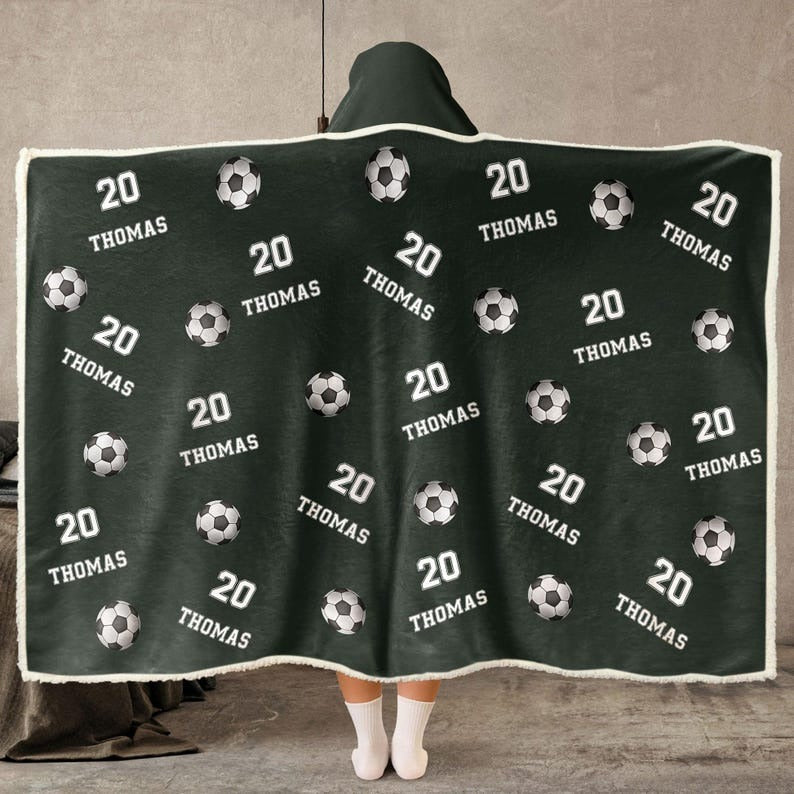 Personalized Football Wearable Hooded Blanket