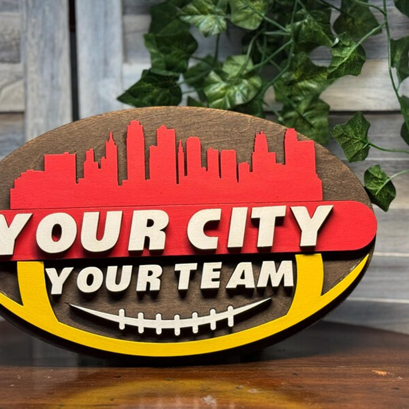 Woodcut Handcrafted Football Sign of your favorite team