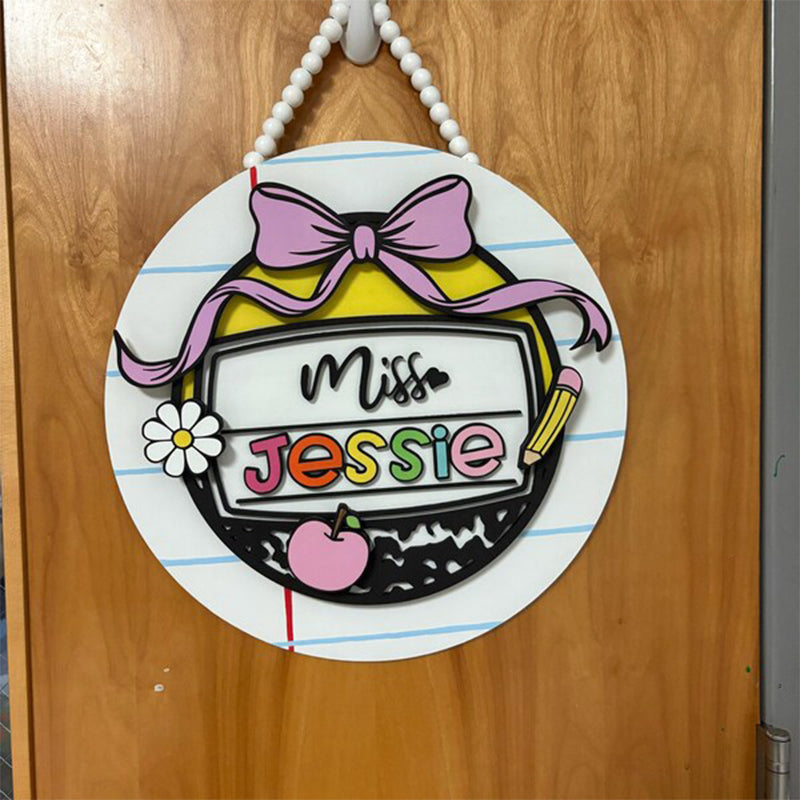 Door Welcome Sign, Teacher Name, Composition Decor
