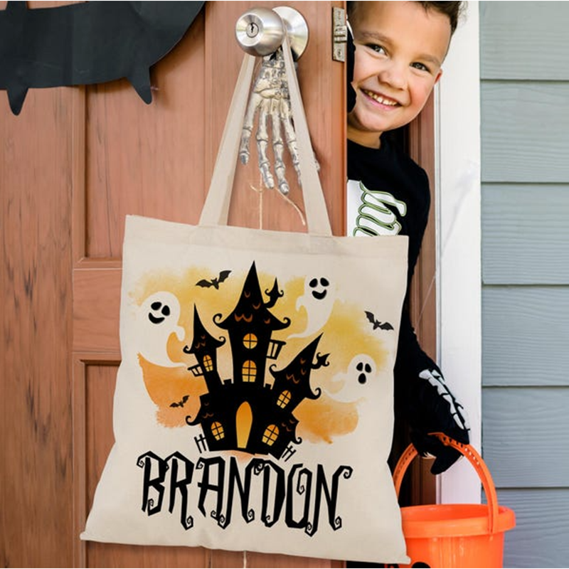 Personalized Halloween Tote Bag, Halloween Bags for Kids