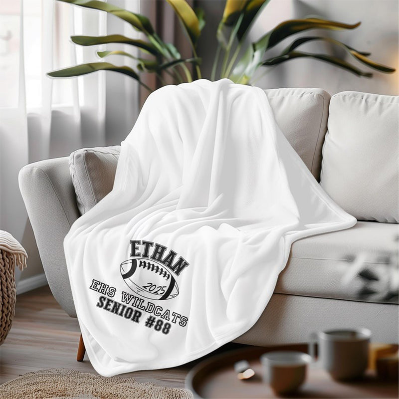 Personalized Football Lacrosse Volleyball Soccer Blanket Custom Soft Velveteen Plush Graduation Senior Gift