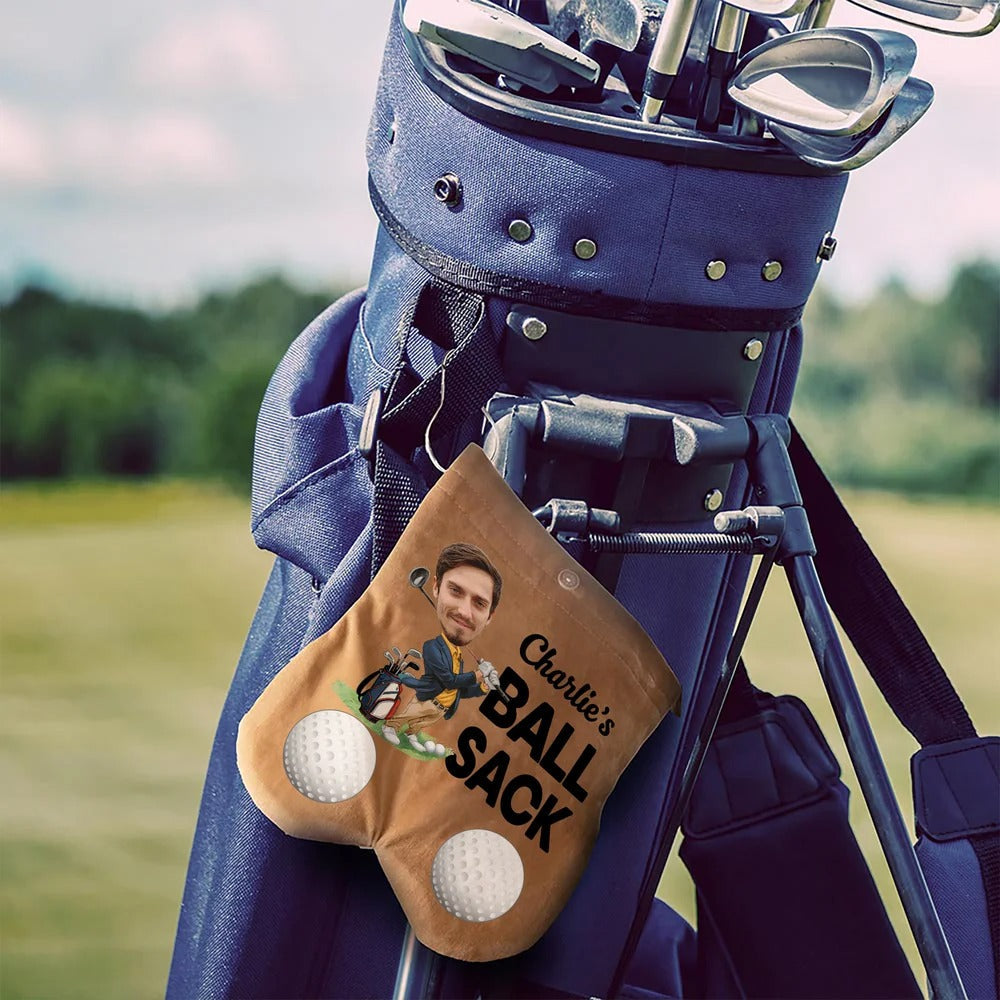 Personalized Cartoon Character Face Photo Suede Golf Ball Bag