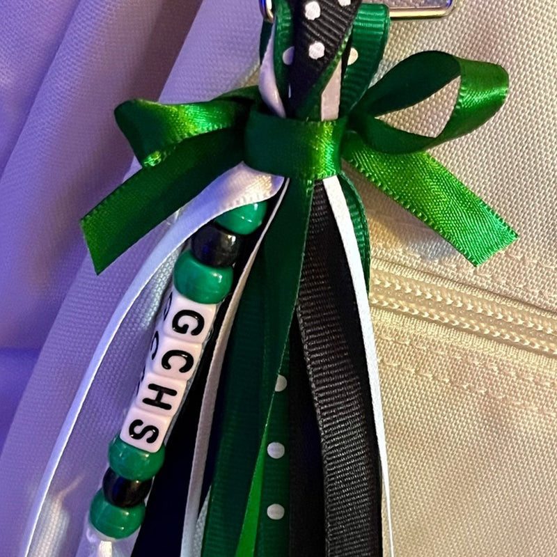 Personalized Ribbon Bag Tag/Cheer Bag Tag/Ribbon Zipper Pull
