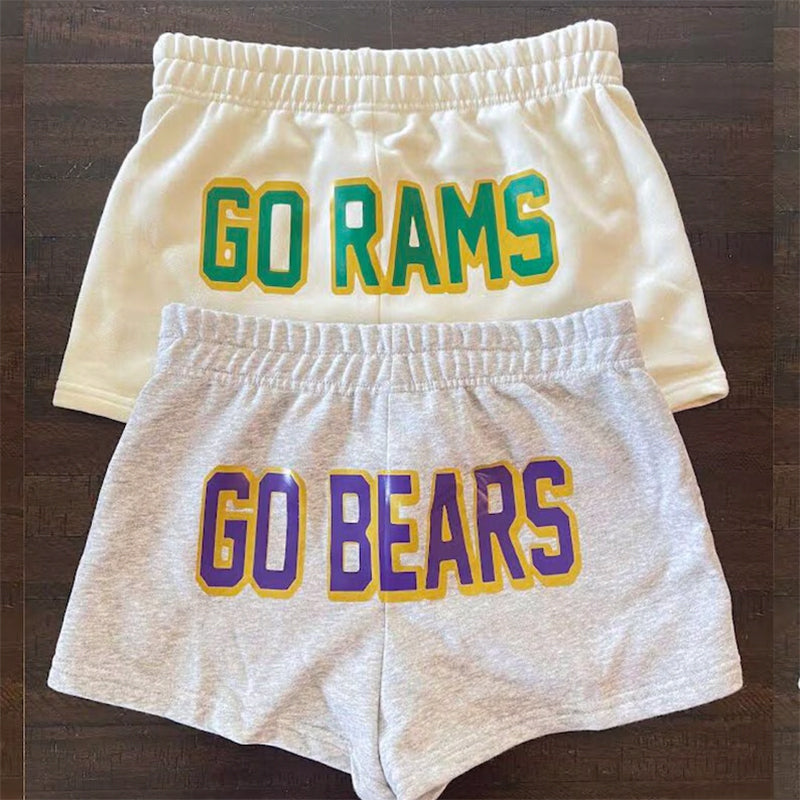 Custom college motto phrase gameday sweat shorts