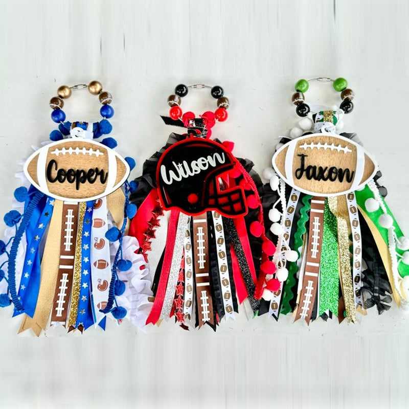 Football Softball Baseball Soccer Basket Bag Tassel and Charm, Bookbag tag