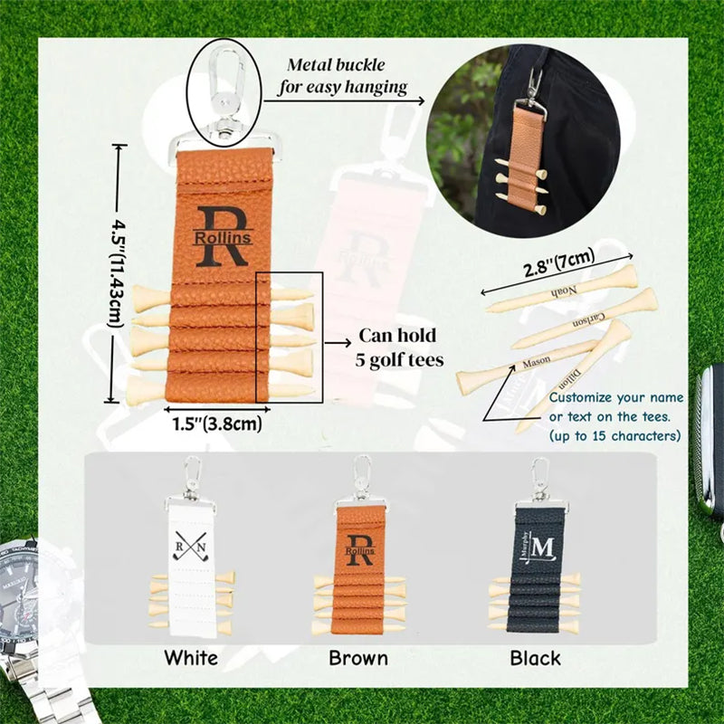 Golf Bag Tag Personalized Golf Tees,Leather Golf Tee Holder