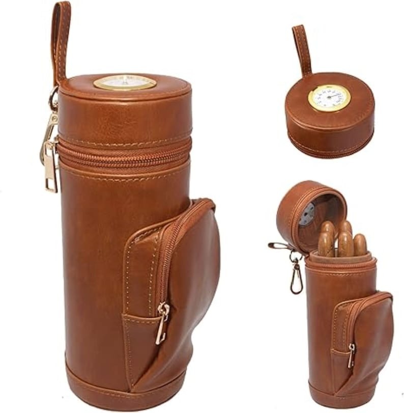 Personalized Travel Cigar Humidor Case with included accessories for Golf Lovers Gift