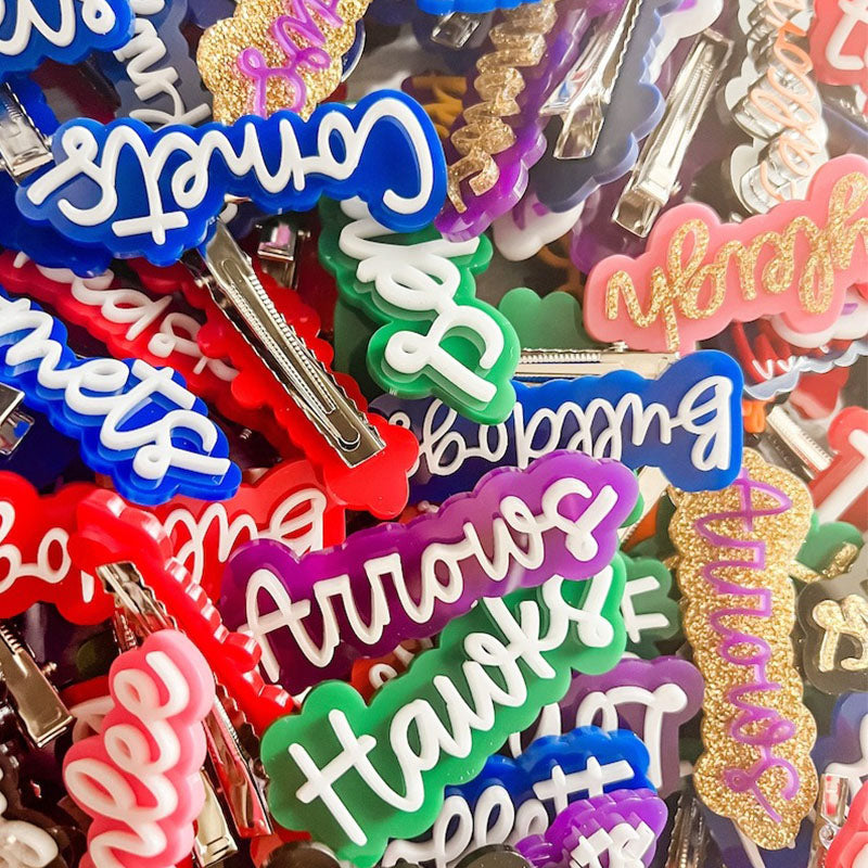 Acrylic Hair Clip || School Spirit Clip || Personalized hair clip || Back to school clip