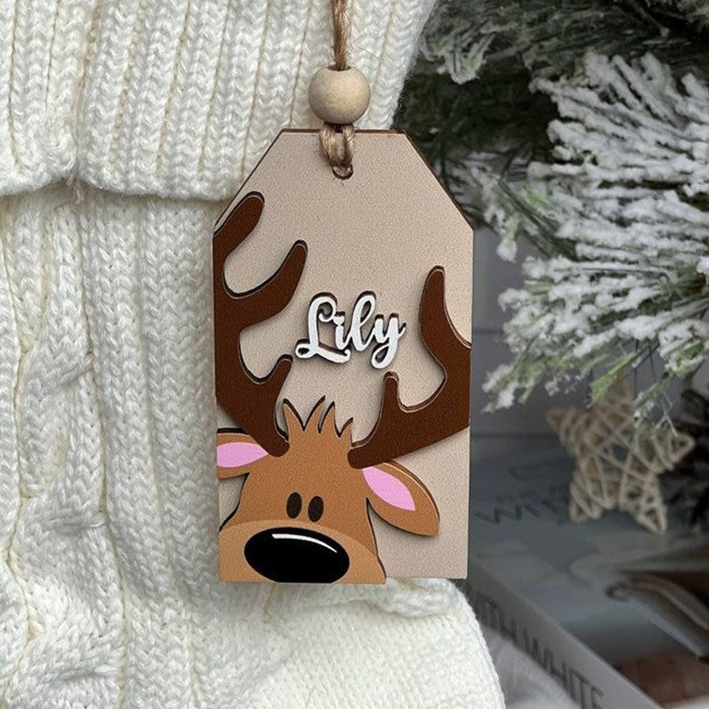 Reindeer Personalized Christmas Stocking Tags