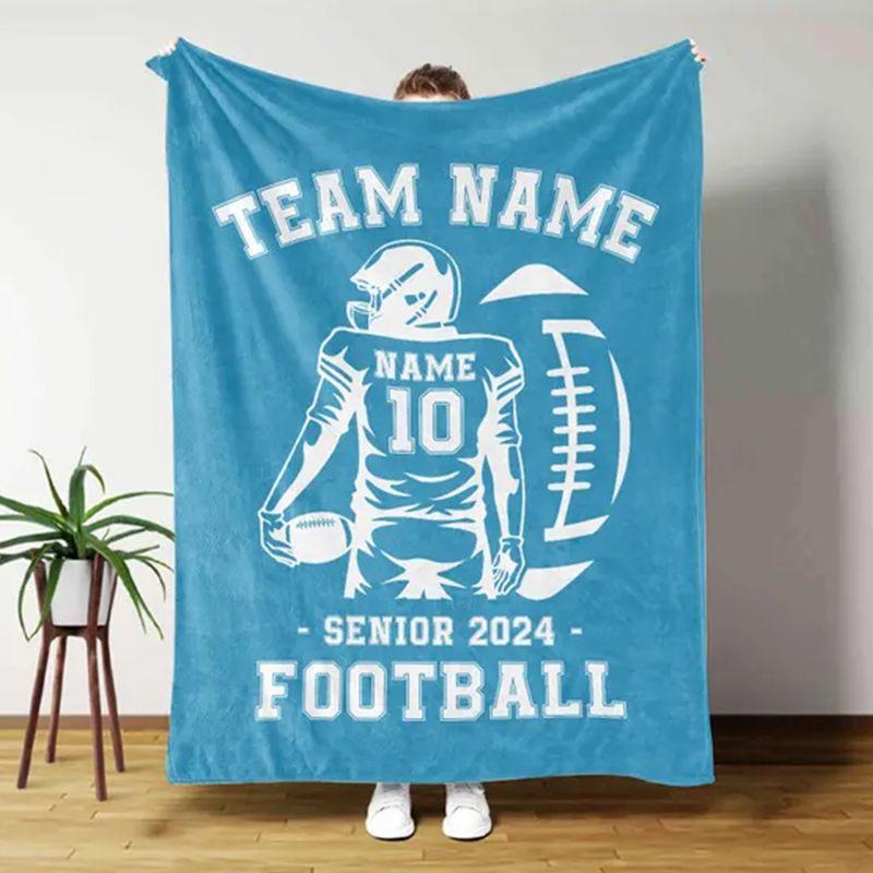 Name Football Senior Gift for Football Team Personalized Football Blanket