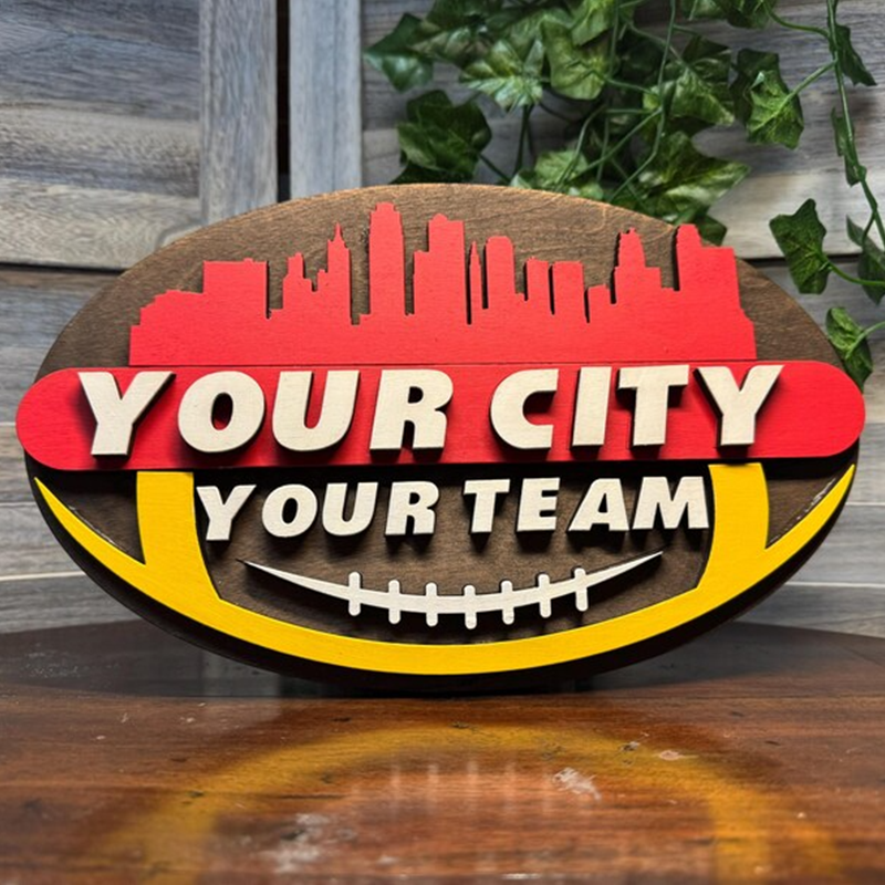 Woodcut Handcrafted Football Sign of your favorite team