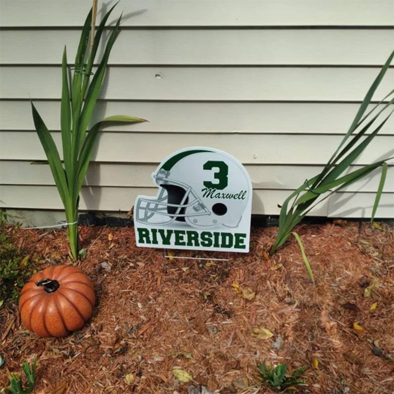 Football Yard Sign Personalized Cheer Squad Sign, Customize Name & Initial, School Colors