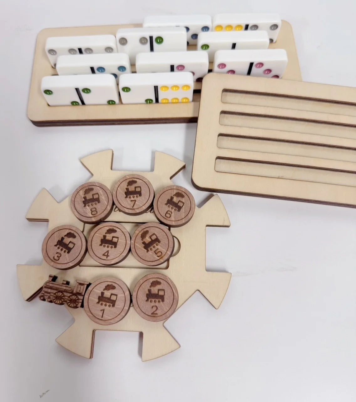 Custom Wooden Mexican Train Domino Hub & Holder