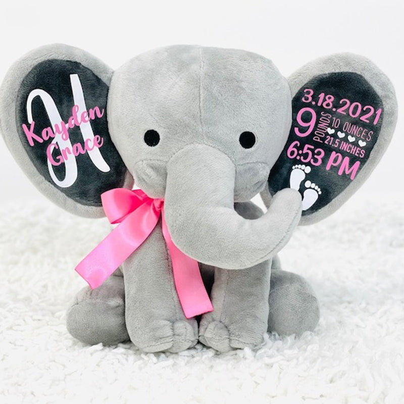 Gift for Baby Girl & New Mom,Personalized Elephant Stuffed Animal