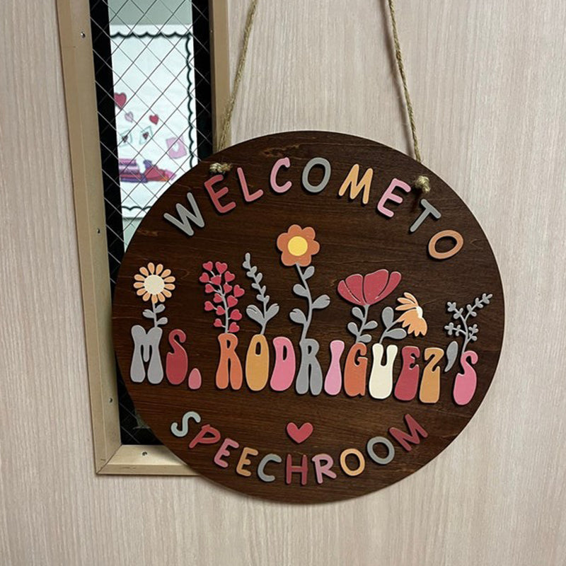 Teacher Name Sign For Classroom, Teacher Name Sign With Flowers