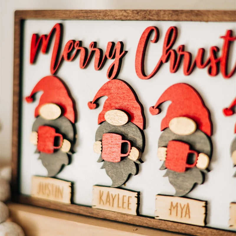 Merry Christmas Gnome Family Sign - Gnome Family Decor