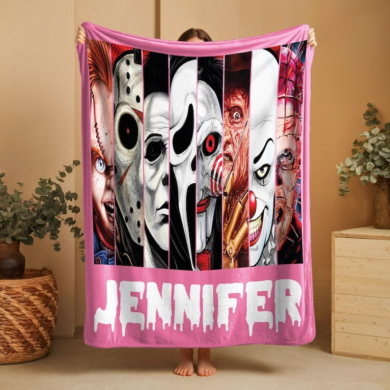 Custom Horror Movie Blanket, Scary Movie Character Throw