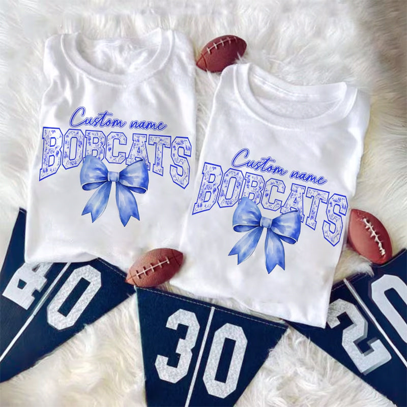 Custom Mascot Toile Floral Shirt, Football Bow Coquette Shirt