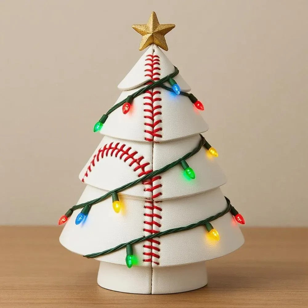 Football-Shaped Christmas Tree Resin Ornament with Football Field Goal Design