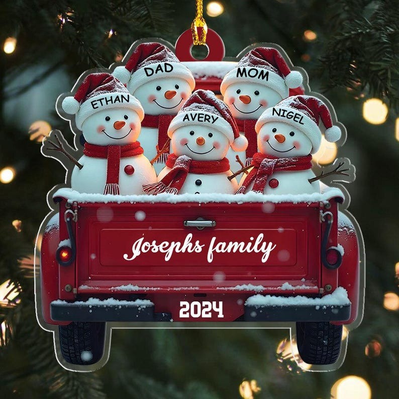 Personalized Snowman Family Christmas Ornament