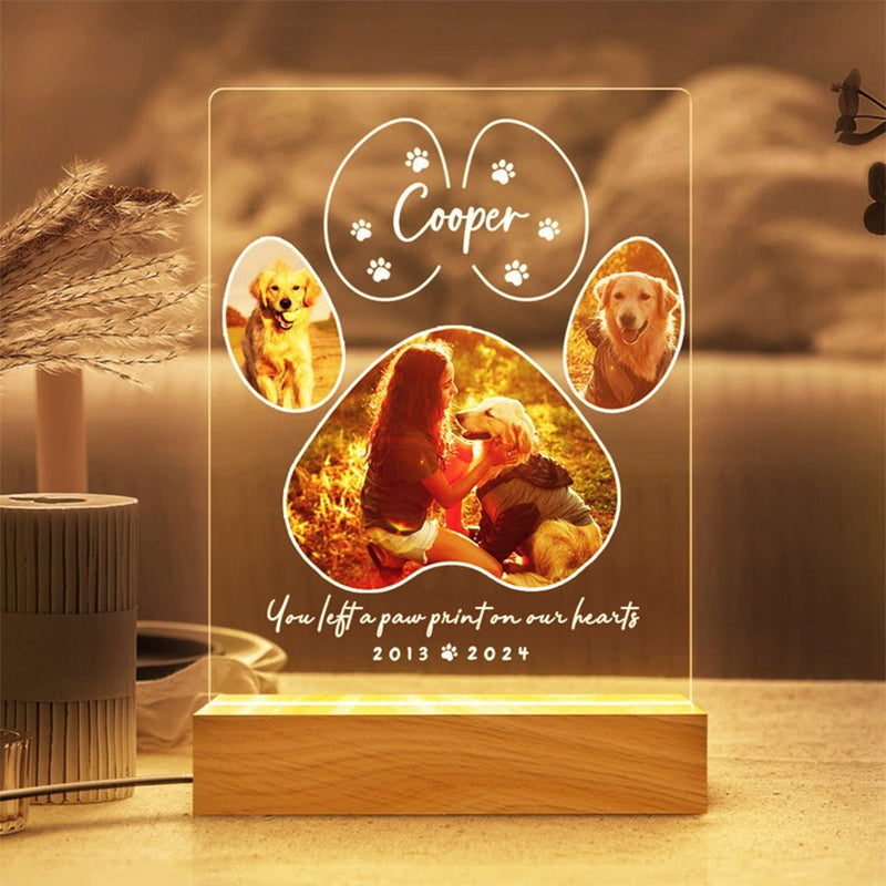 Pet Memorial Night Light, Custom Pet Plaque, Pet Night Light