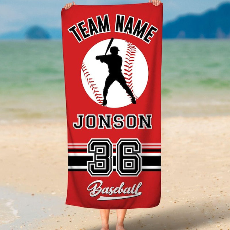 Custom Baseball Team LOGO Beach Towel, Baseball Player Gift