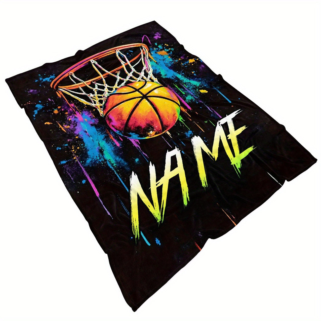 Custom Name Basketball Blanket – Soft Flannel Throw with Vibrant Digital Print