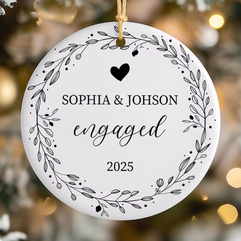 Personalized Engaged Ornament, Engagement Gift Ornament