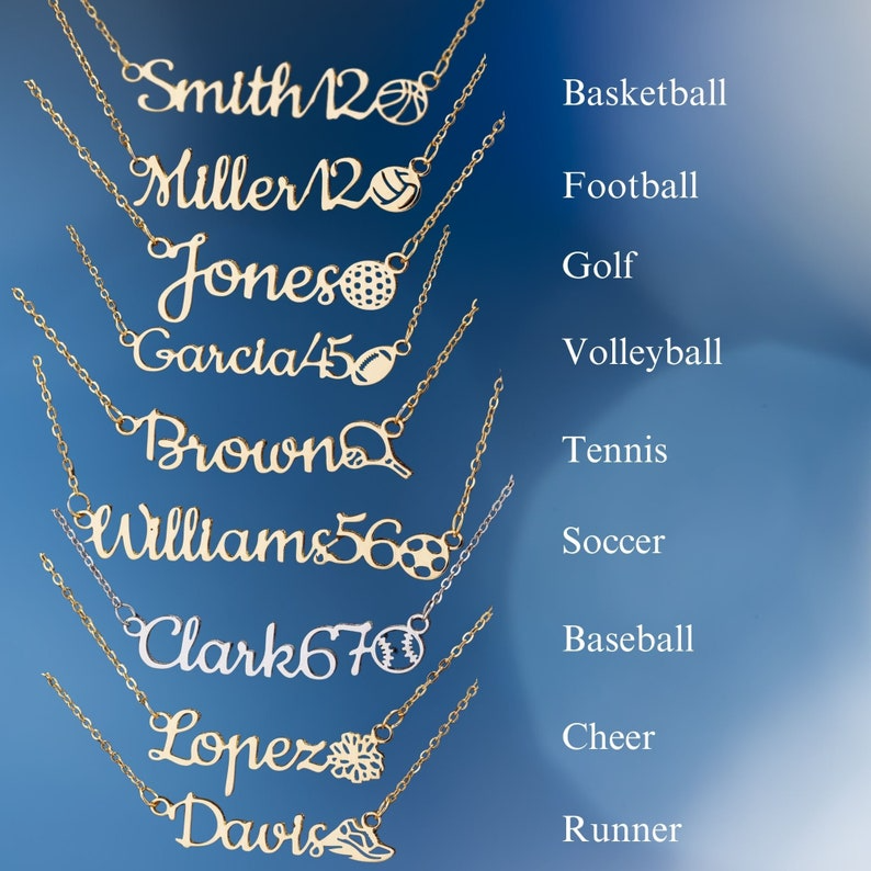 Personalized sports necklace, Sports lover gift necklace