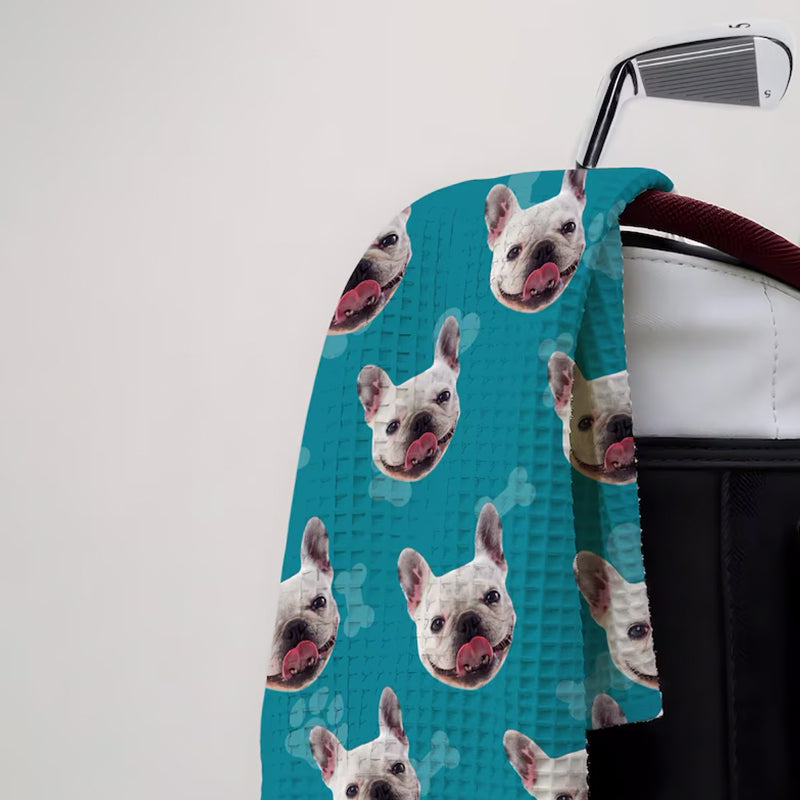 Personalized Pet Golf Towel - Funny Dog Face Photo on Golf Towel