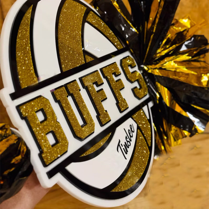Cheer Stick with Poms for Volley /Soccer /Cheer /Baseball / Football /Cheer | Fans Custom Spirit Accessory
