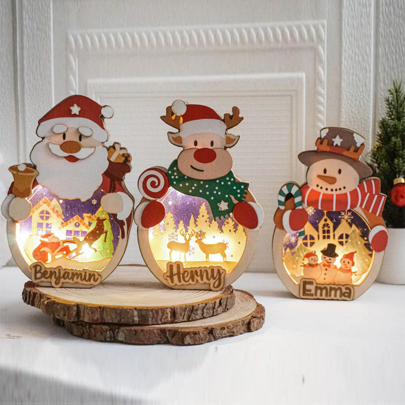 Custom Wooden Snowman/Santa/Reindeer Lantern