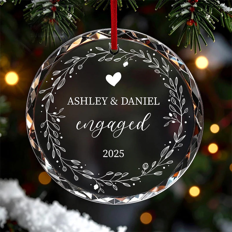 Personalized Engaged Ornament, Engagement Gift Ornament