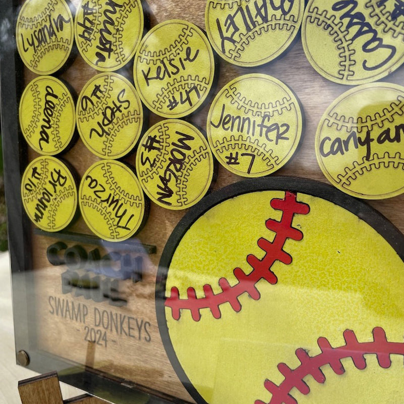 Custom Softball Baseball Volleyball Basketball Soccer Coach Gift Drop Box Plaque