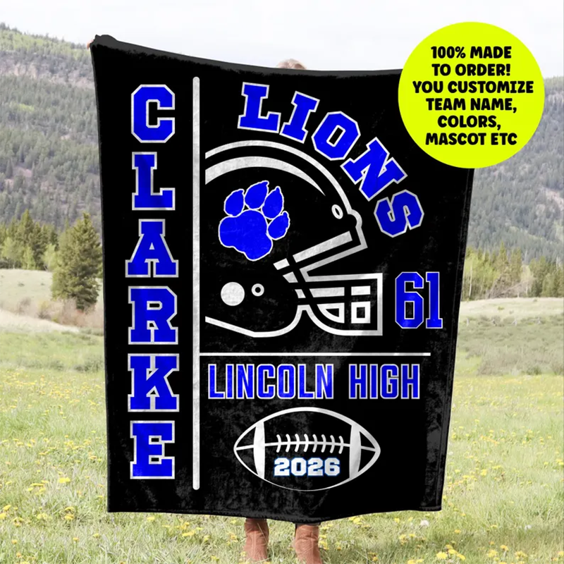 Football Blanket for High School Player, Senior Night Gift Idea for Team