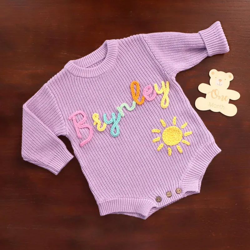 Personalized Embroidered Baby Romper, Baby Name Ruffle Romper