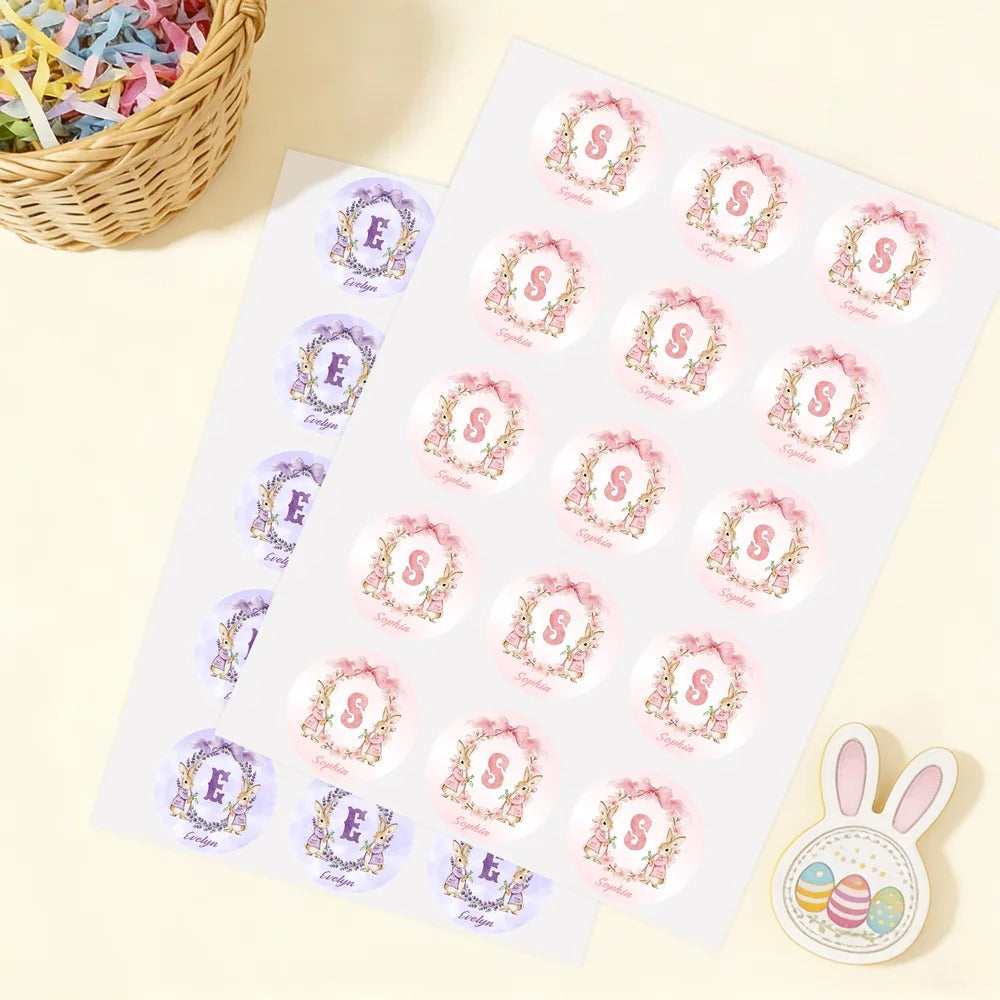 Personalized Cute Flower Peter Rabbit Easter Waterproof Stickers
