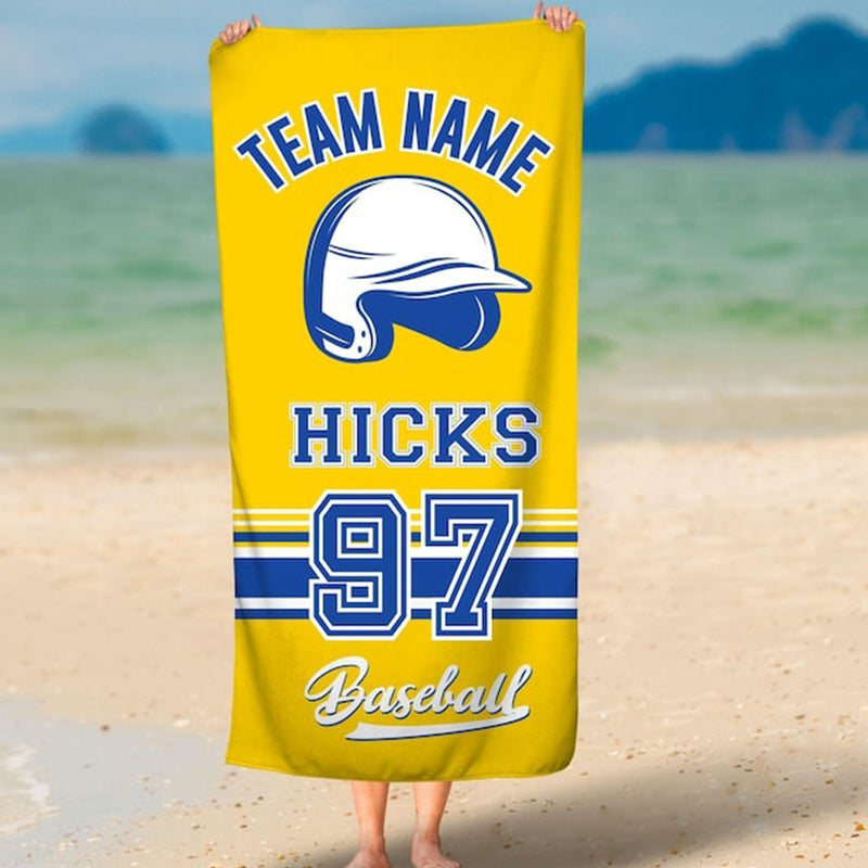 Custom Baseball Team LOGO Beach Towel, Baseball Player Gift