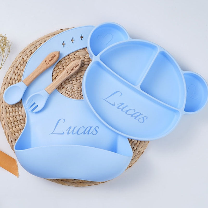 Personalised Silicone Weaning Set Cartoon Weaning Set for Toddler Baby Kids