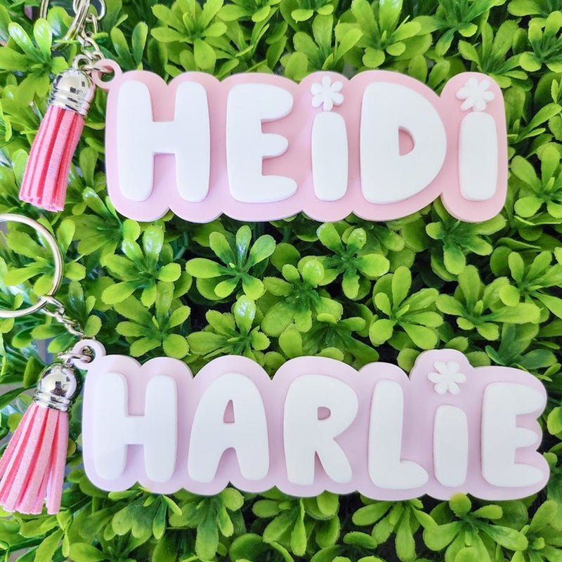 Personalized Keychain, Acrylic Name Tag, Pastel Keychains