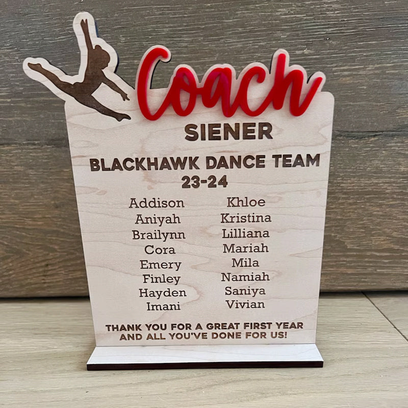 End of Season Coaches Gift, Personalized Coaches Plaque
