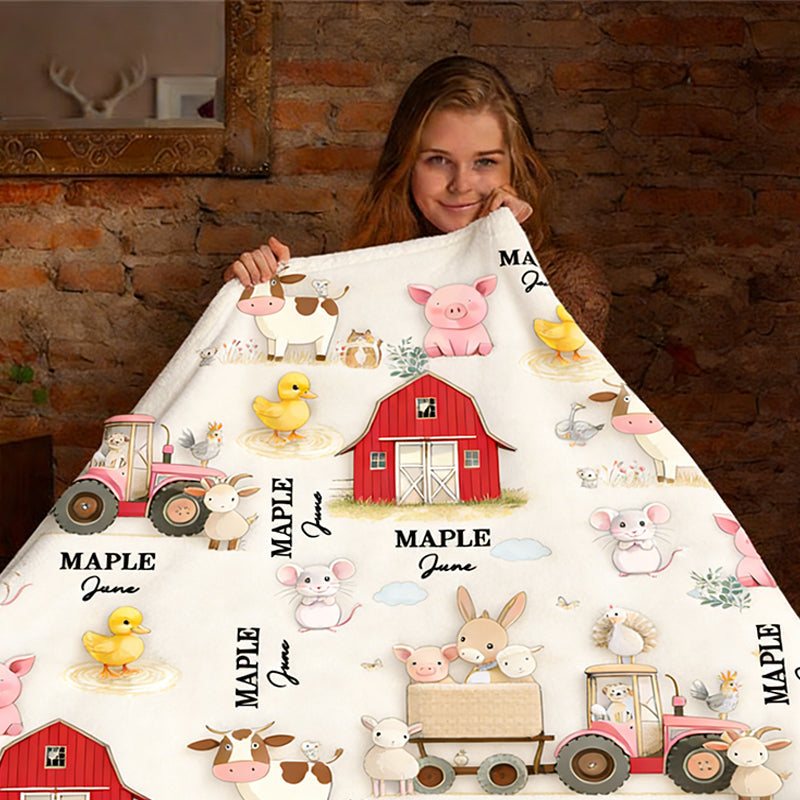 Personalized Farm Animal Baby Name Custom Blanket Gift Idea For Baby
