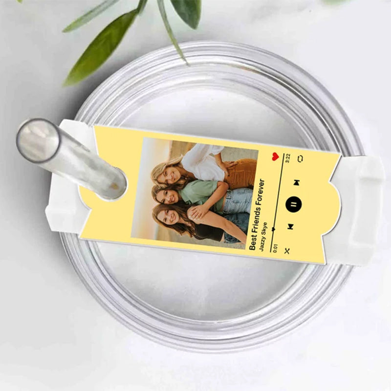Custom Photo Tumbler Name Plate, Personalized Music Stanley Name Tag with Photo