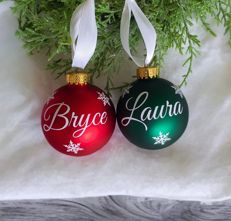 Personalized Christmas Glass Ornaments, Holiday Time