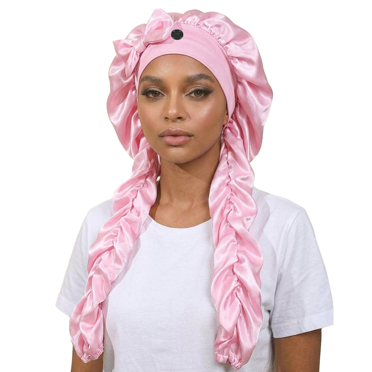 Personalized Satin Bonnet with Long Ties | Custom Name Silk Sleep Cap