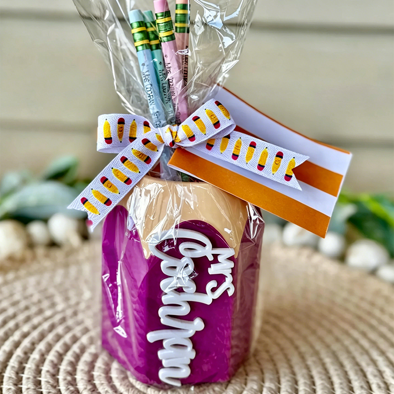 Personalized Teacher Pencil Cup & Engraved Pencils – Custom Desk Organizer, Teacher Gift