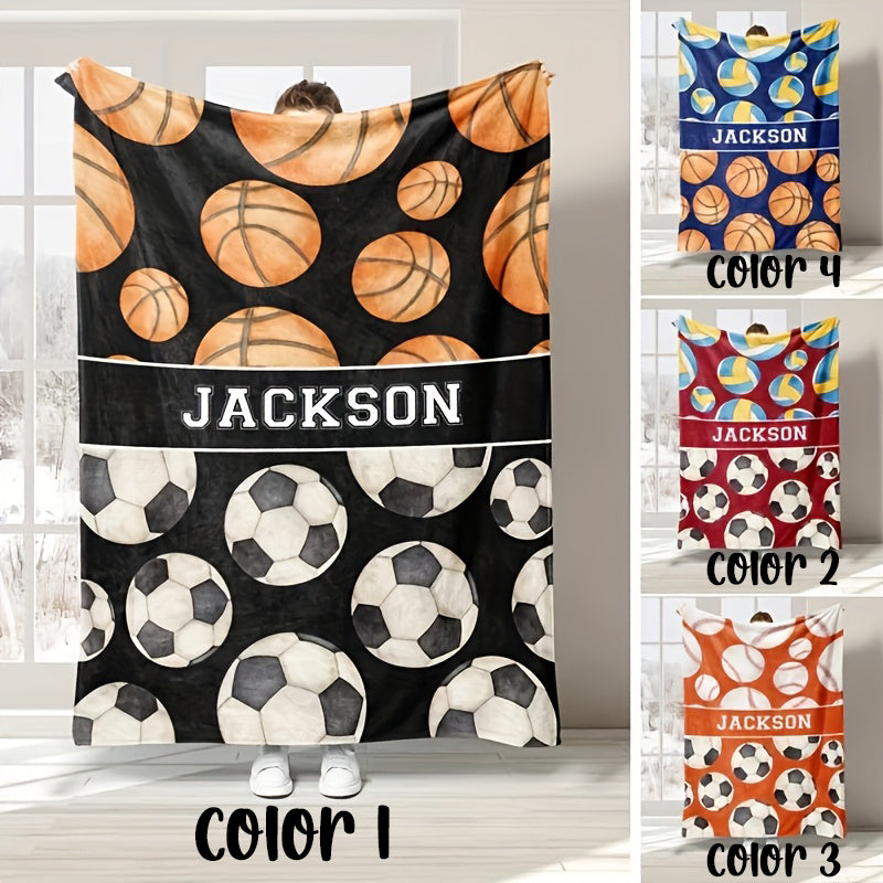 Customized Sports Ball Patterned Flannel Blanket