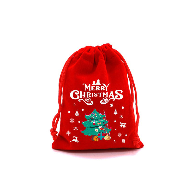 10/20pcs Christmas Drawstring Velvet Bags Red Candy Biscuits Pouch Personalization name