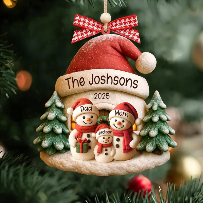 Personalized Snowman Ornament, Acrylic Family Christmas Tree Decor